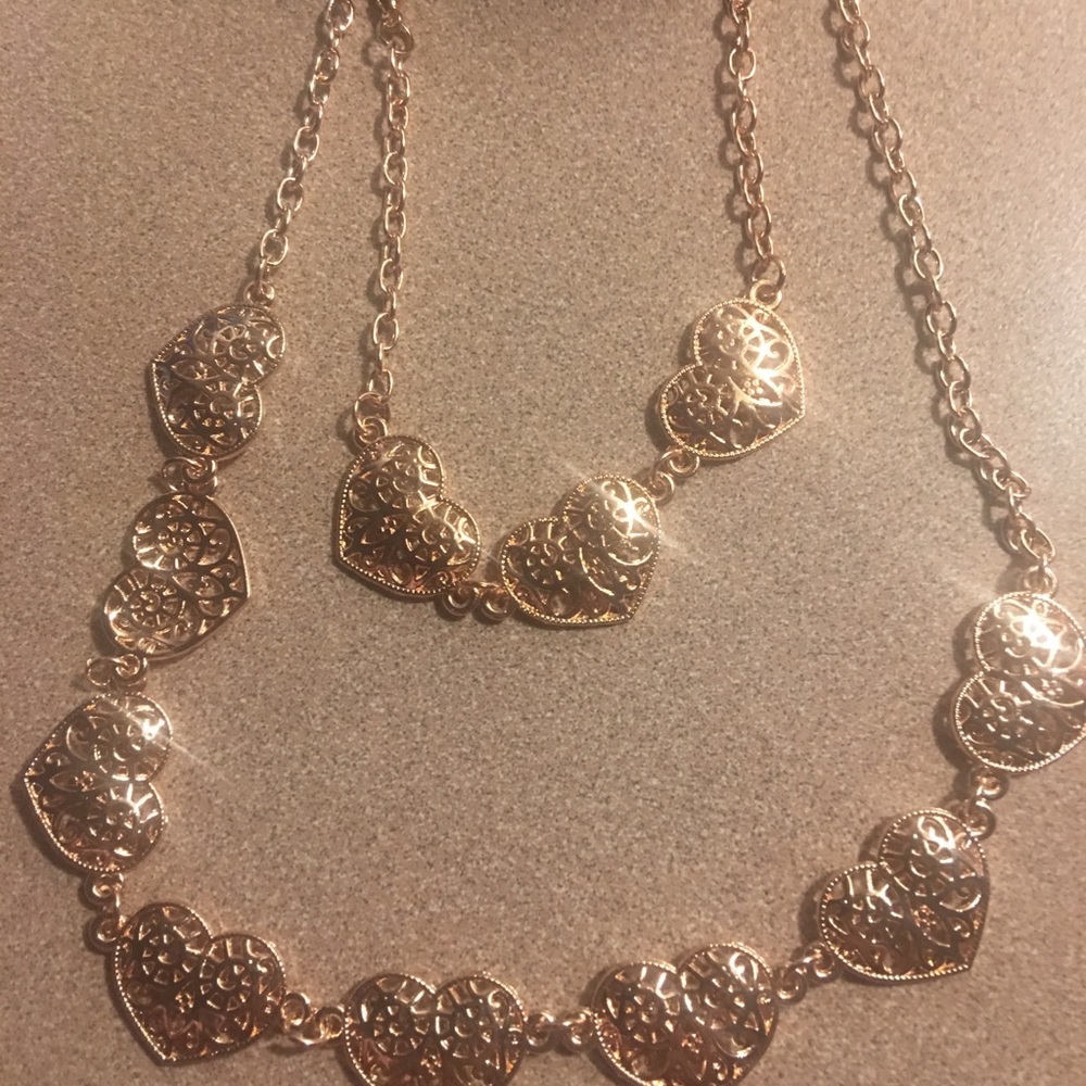 Heart necklace & bracelet set ❤️💙